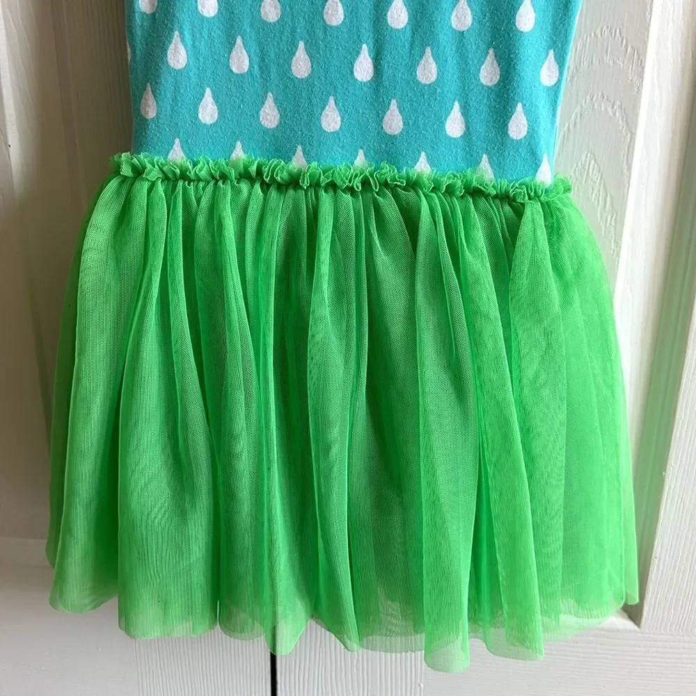 Taylor Joelle Little Girls Dress - Aqua & White Top with Green Tutu Style Bottom